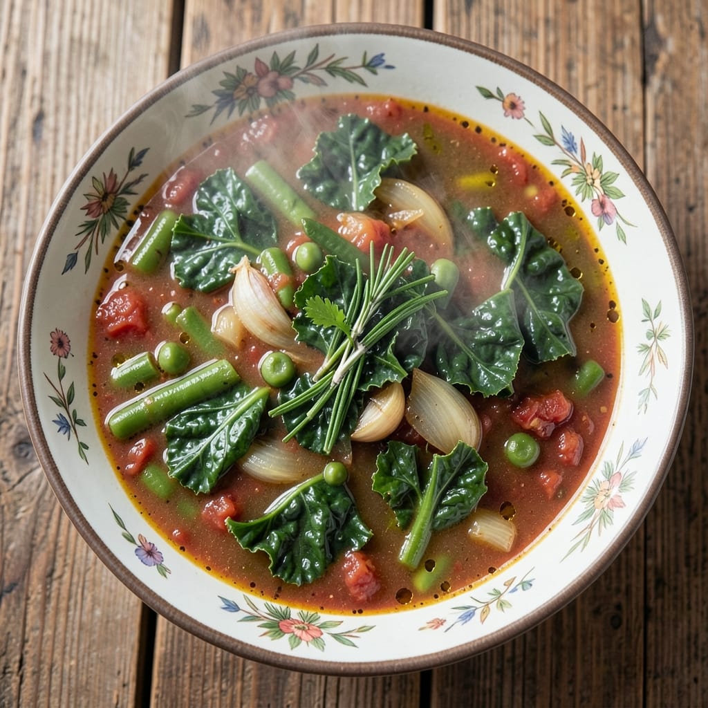 Azorean Green Bean Kale Soup Recipe: Earthy Greens Simmered in Creamy Tomato Base