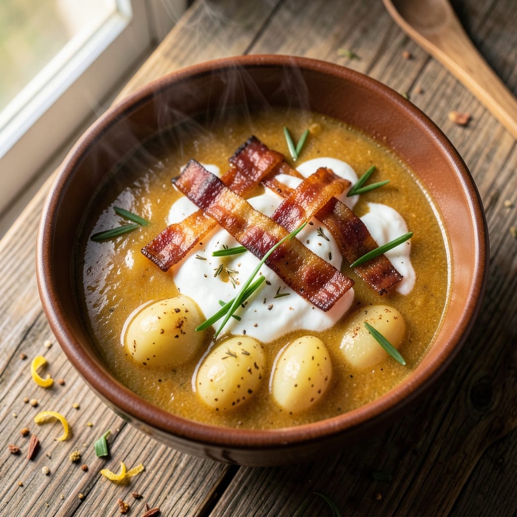 Allison's Potato Soup Recipe: Creamy Velouté With Crispy Bacon Bits