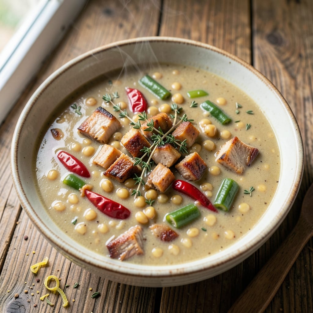 Bajan Split Pea Soup Recipe: Smoky Coconut and Okra Richness