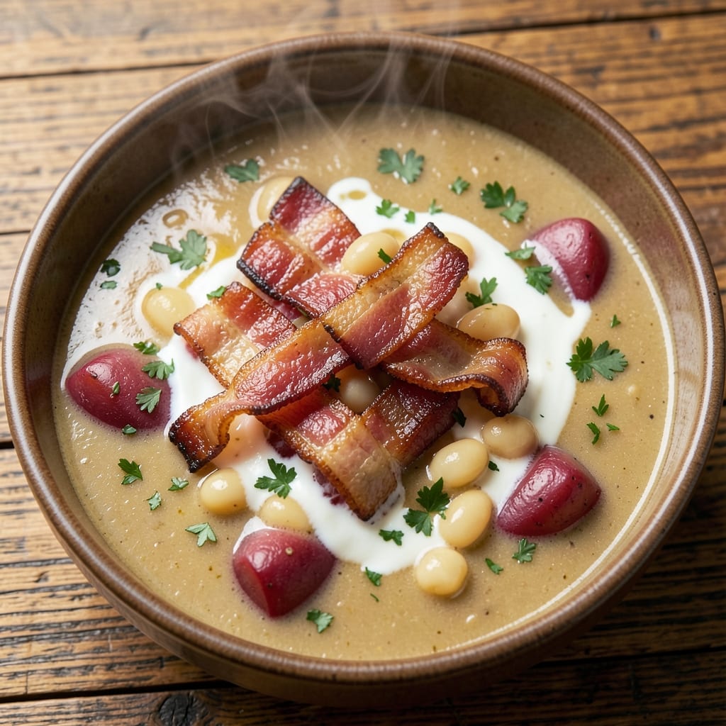 Bean Chowder Soup Recipe: Smoky Bean and Bacon Base with Creamy Depth