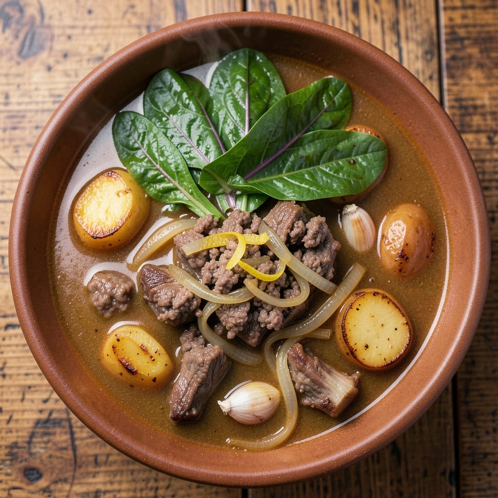 Beef Lauya Soup Recipe: Smoky Dumplings Floating in Silky Broth