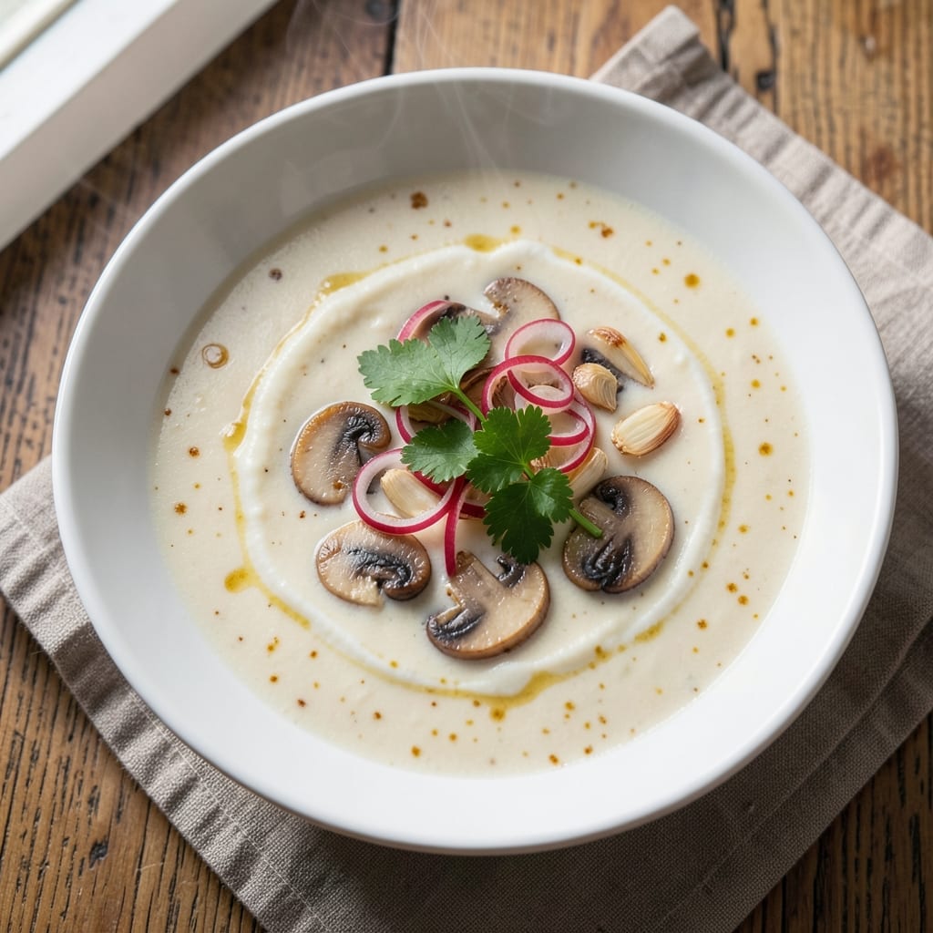 Alton Brown's Cream of Mushroom Soup Recipe: Velvety Texture With Toasted Garlic Secret