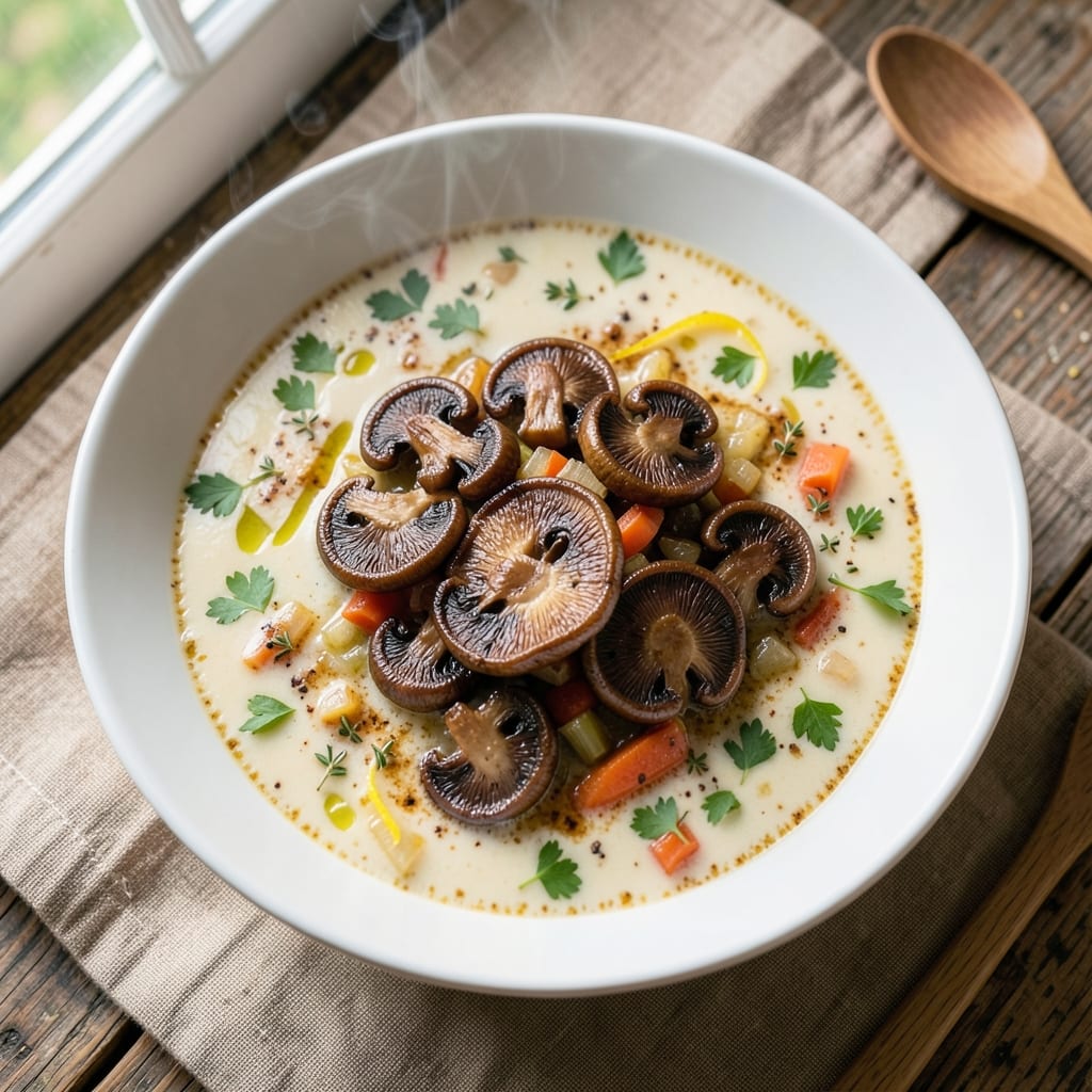 Alton Brown's Mushroom Soup Recipe: Earthy Umami Depth With Toasted Garlic Crunch