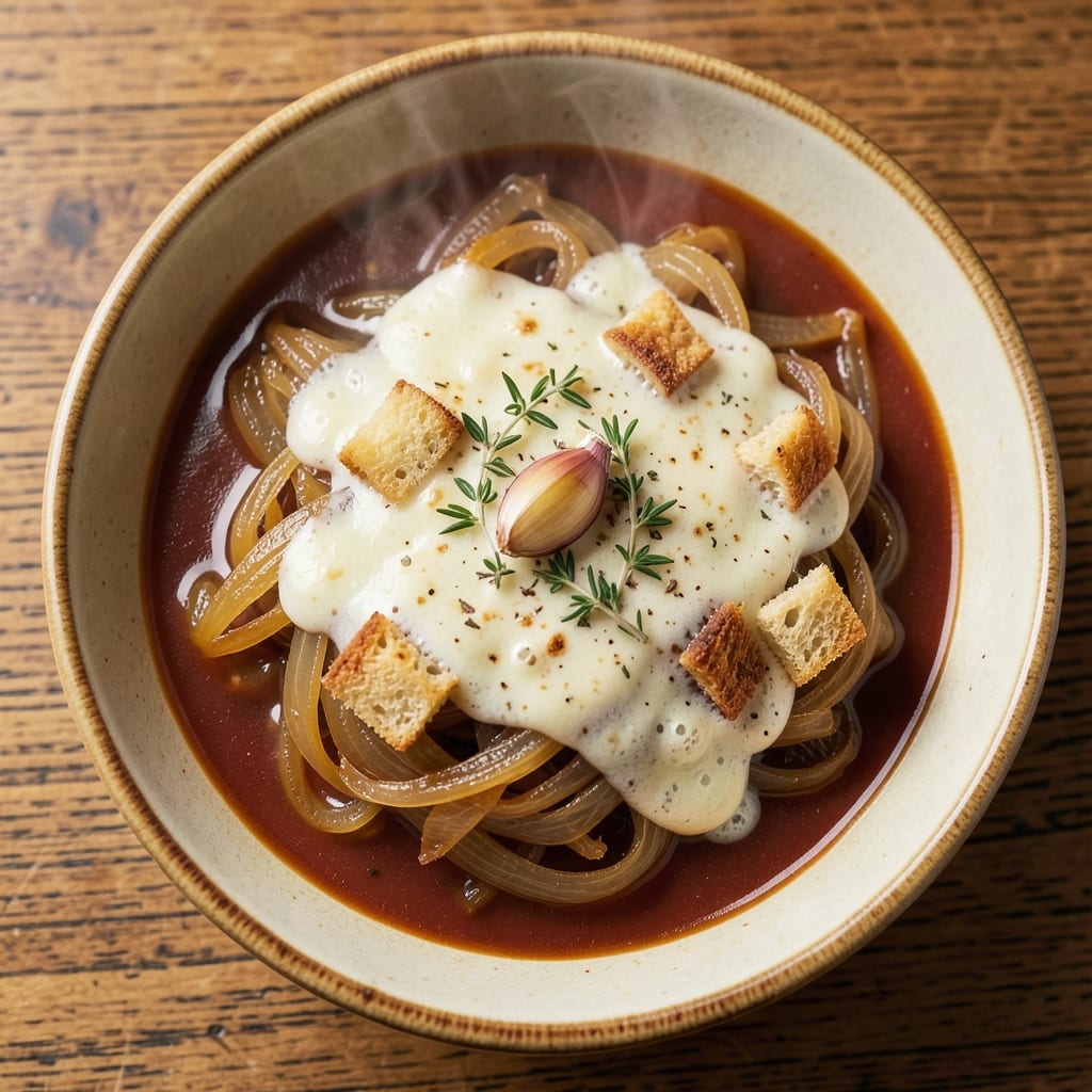 99 Restaurant French Onion Soup Recipe: Caramelized Onions and Gruyère Clouds