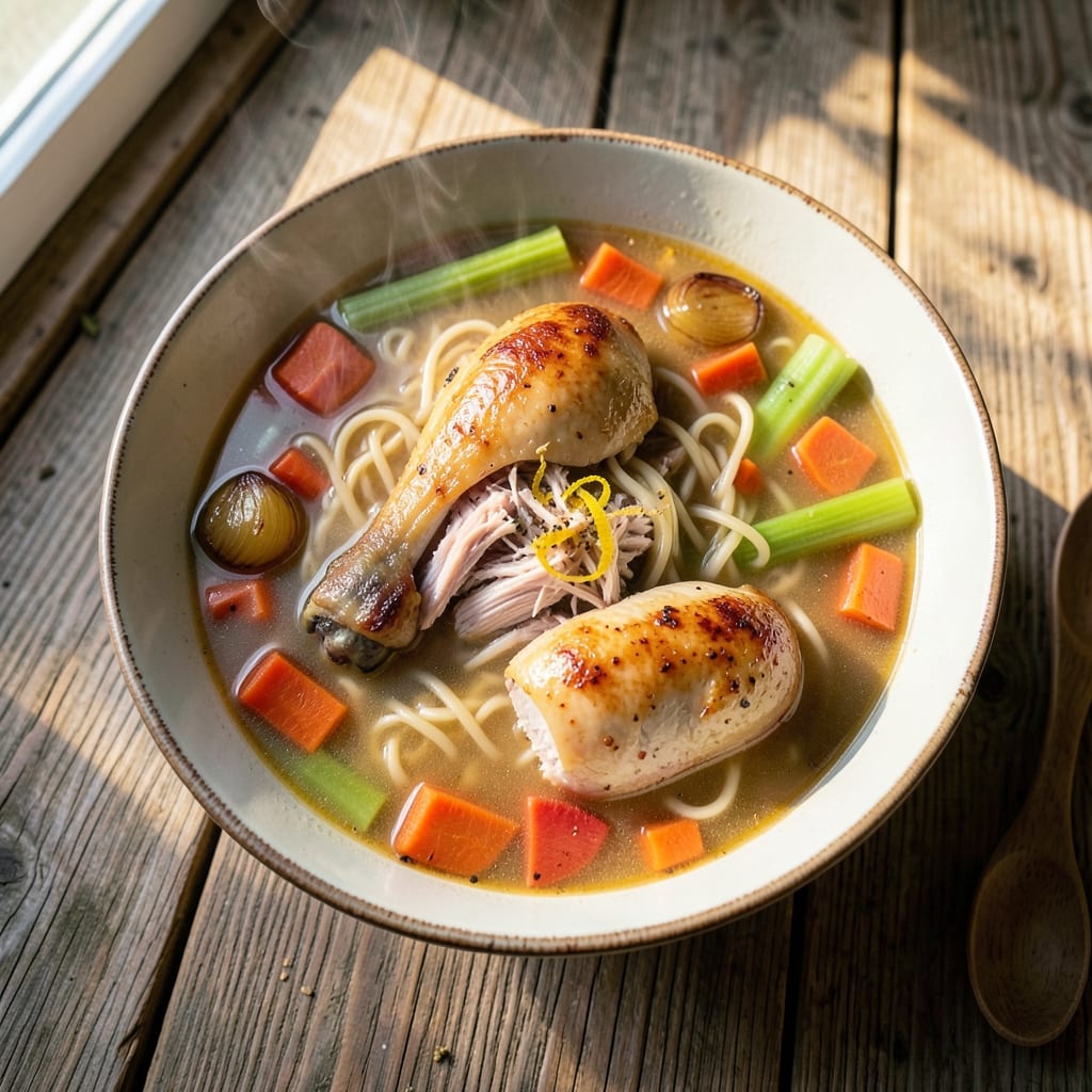 5-Star Homemade Chicken Noodle Soup Recipe: Velvet Broth and Shredded Comfort