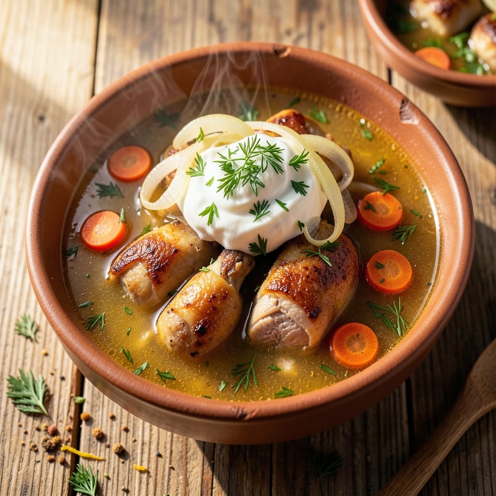 Armenian Chicken Soup Recipe: Spiced Yogurt and Herb Infusion