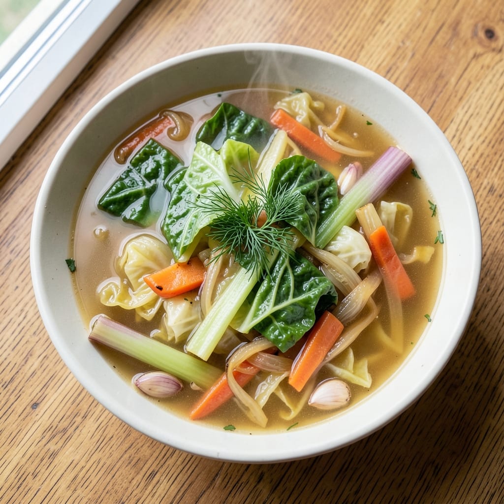 Amazing Cabbage Soup Recipe: Crispy Sautéed Onions and Savory Herbs