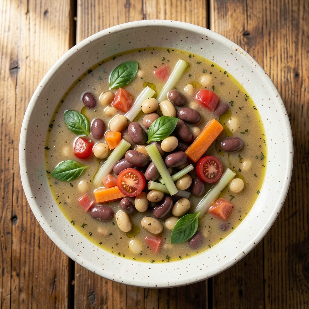3 Bean Minestrone Soup Recipe: Italian Pantry Staples Simmered to Rustic Perfection