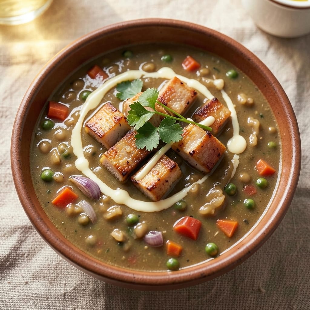 5-Star Split Pea and Ham Soup Recipe: Smoky-Sweet Simmer With Crispy Ham Bites