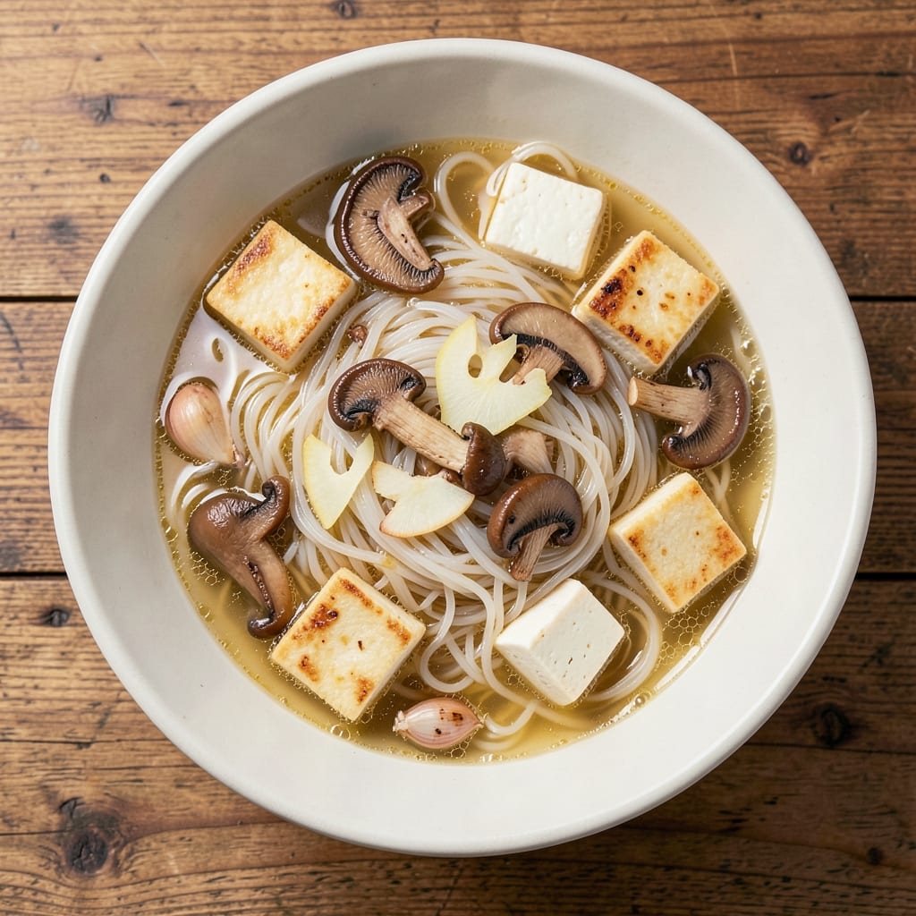 Asian Vegetable Noodle Soup Recipe: Fragrant Ginger-Lime Broth with Silky Rice Noodles