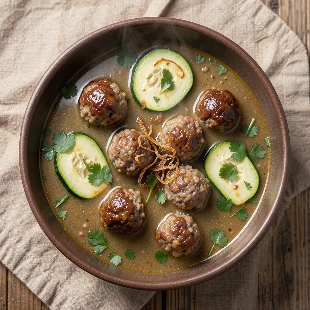 Albondigas Soup Recipe with Zucchini: Herb-Infused Meatballs in Light Tomato Broth