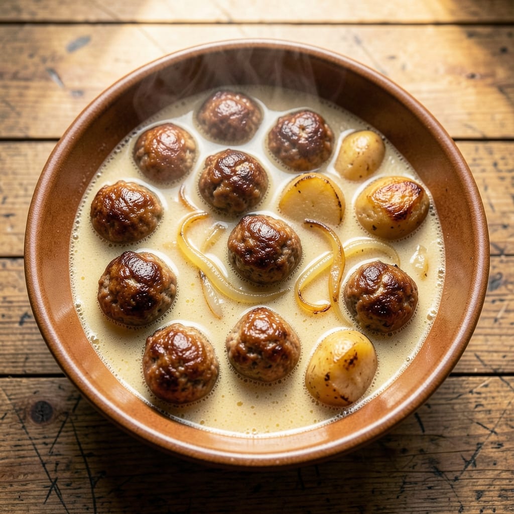Albondigas Soup Recipe with Potatoes: Spiced Meatballs in Herbed Tomato Broth