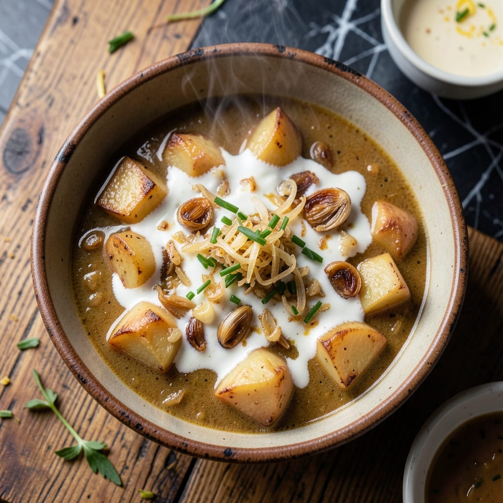 54th Street Potato Soup Copycat Recipe: Toasted Garlic Crust and Creamy Velvety Swirls