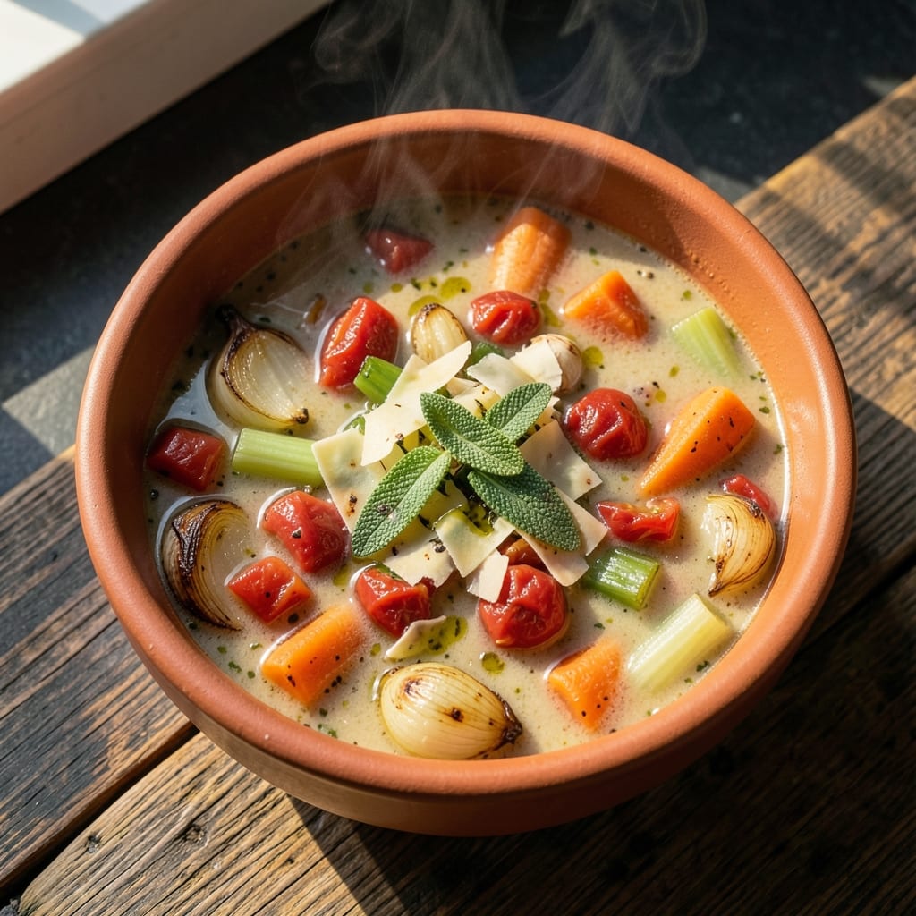 Amy's Rustic Italian Vegetable Soup Recipe: Hearty Tomato-Basil Broth With Al Dente Pasta