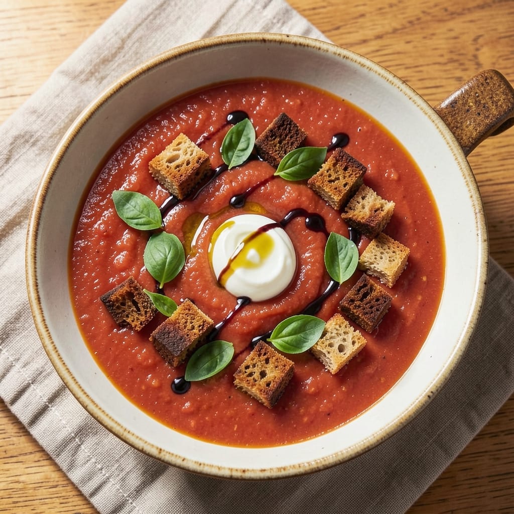 Baker's Crust Tomato Soup Recipe: Crispy Bread Bites and Velvety Broth Harmony