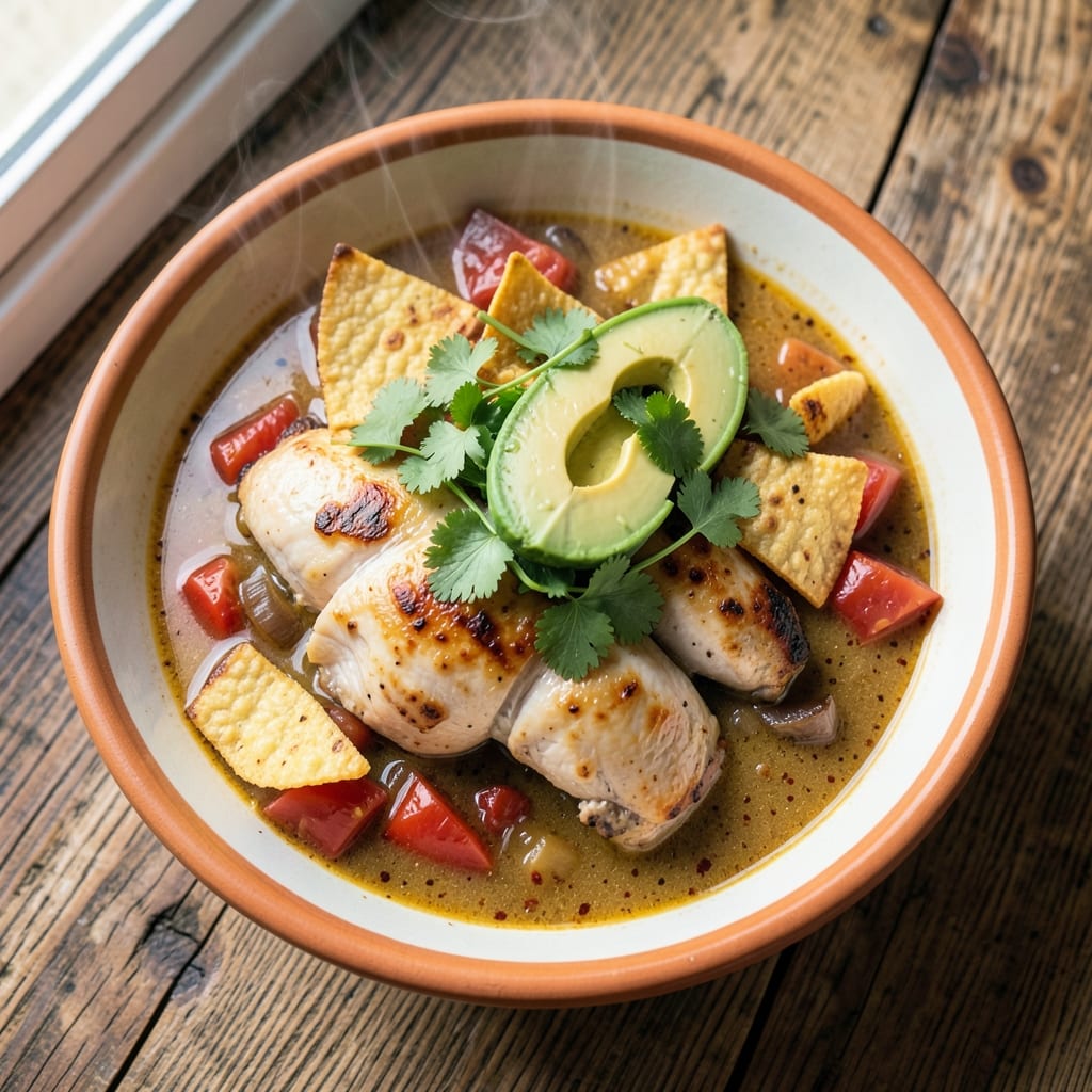 54th Street Chicken Tortilla Soup Recipe: Creamy Avocado and Cilantro Swirl