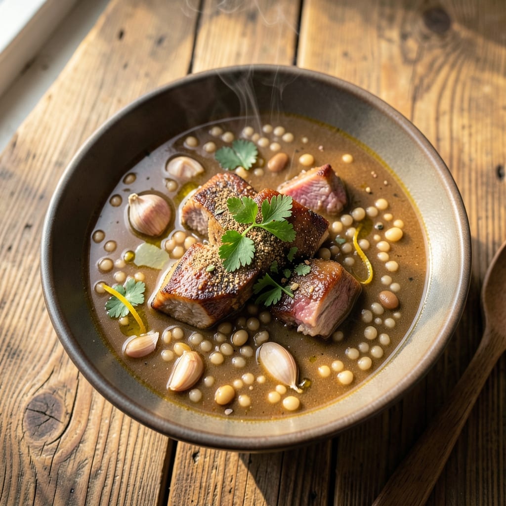 Adas Soup Arabic Recipe: Toasted Barley and Lamb Stew With Saffron Fragrance