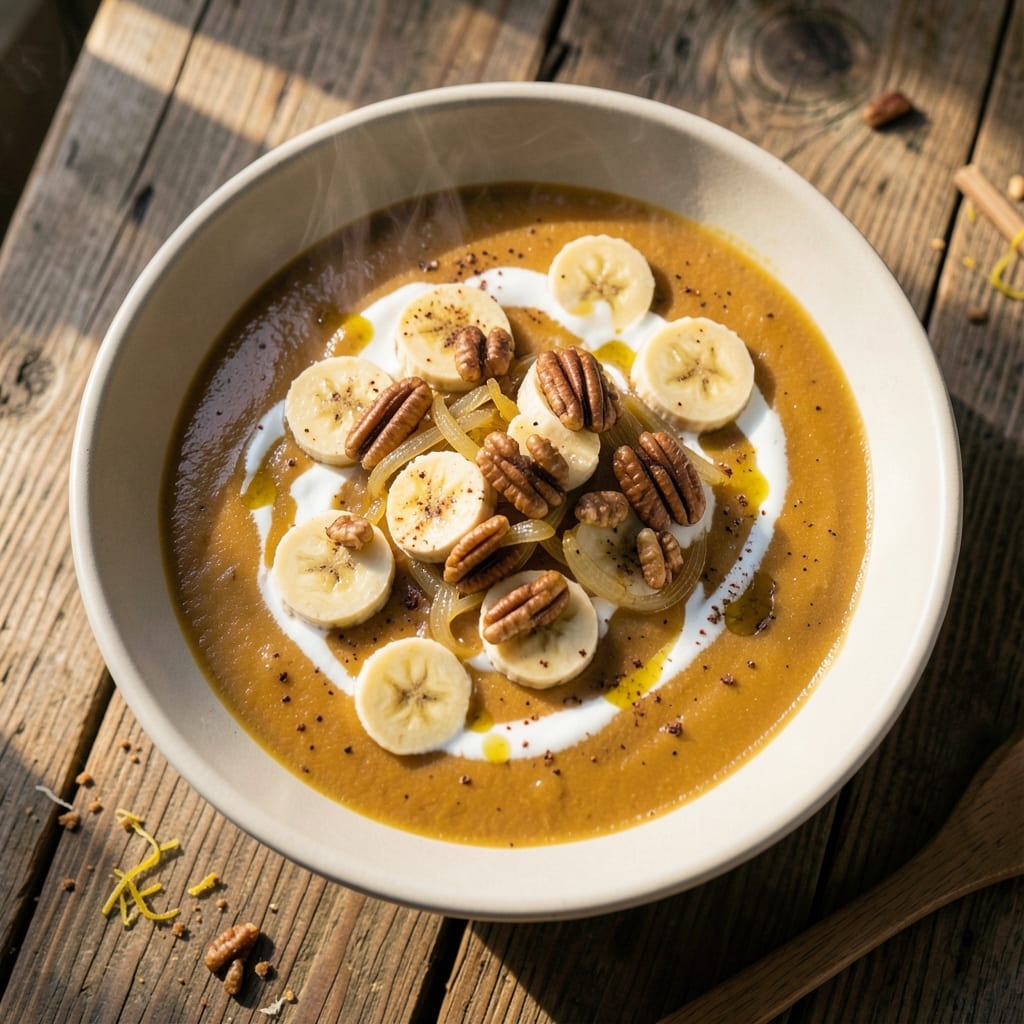 Banana Nut Squash Soup Recipe: Spiced Sweetness With Toasted Nut Crunch