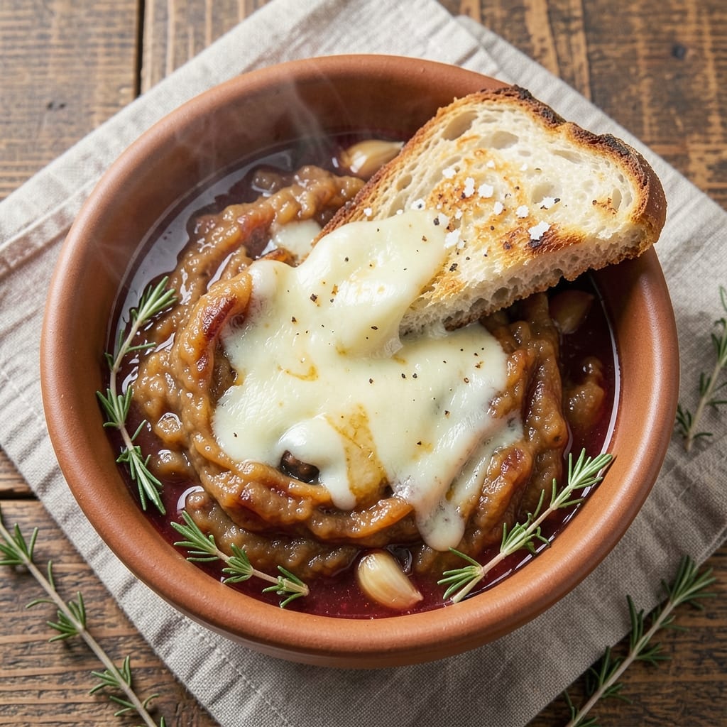99 French Onion Soup Recipe: Crispy Crouton Crown Over Melty Gruyère