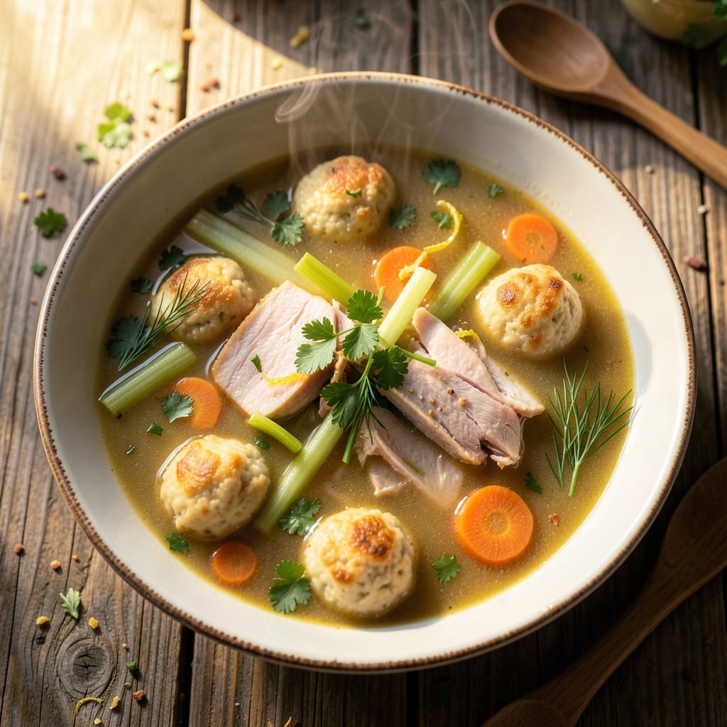 2nd Avenue Deli Matzo Ball Soup Recipe: Herb-Infused Broth and Cloud-Like Dumplings