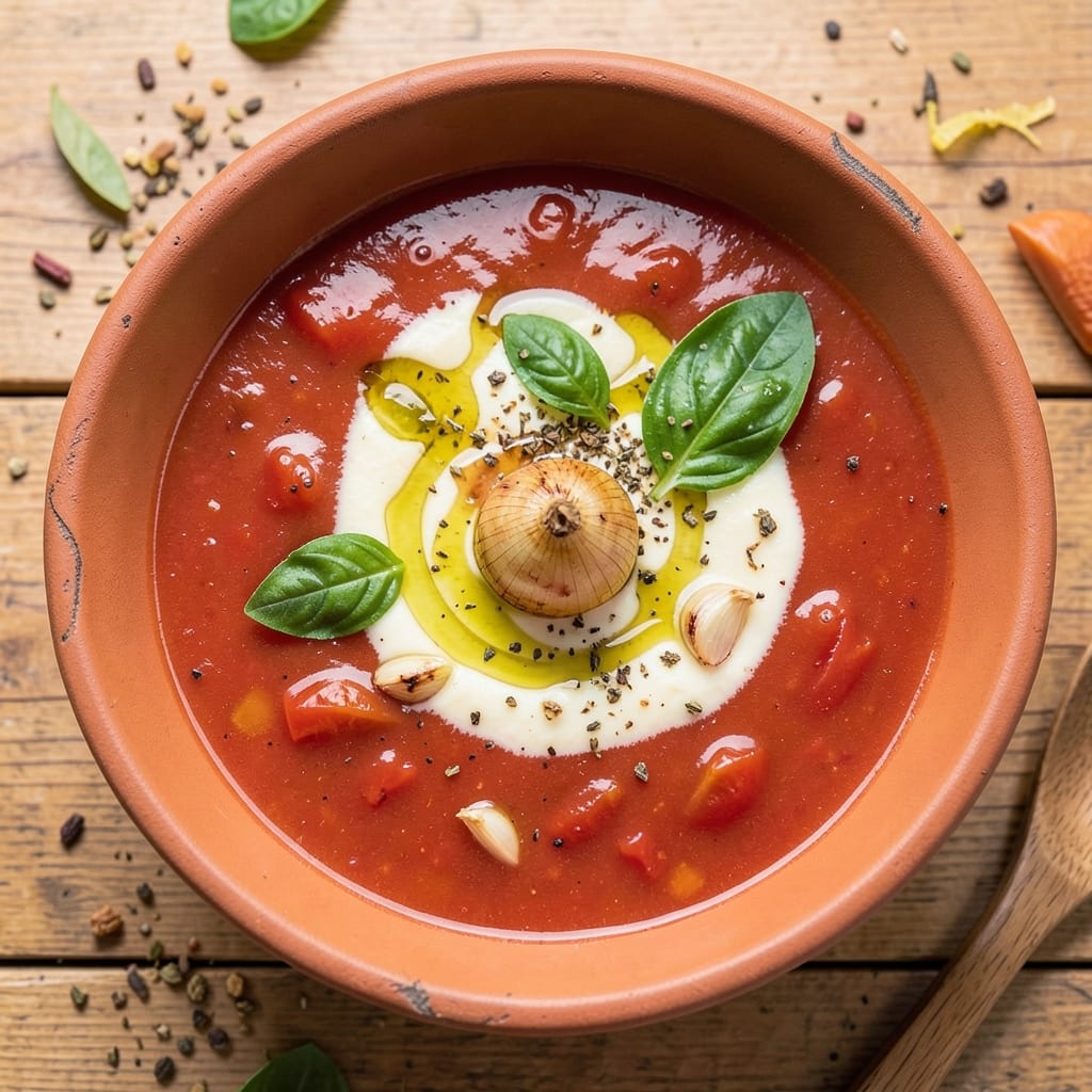 Authentic Italian Tomato Soup Recipe: Rustic Basil Finish and Al Dente Pasta Twist