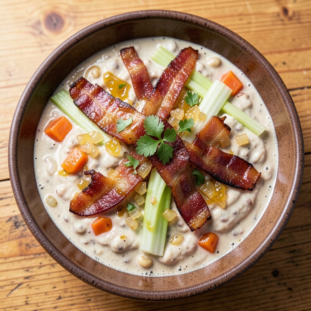 Bean with Bacon Soup Dip Recipe: Smoky-Spiced Appetizer With Crispy Bits