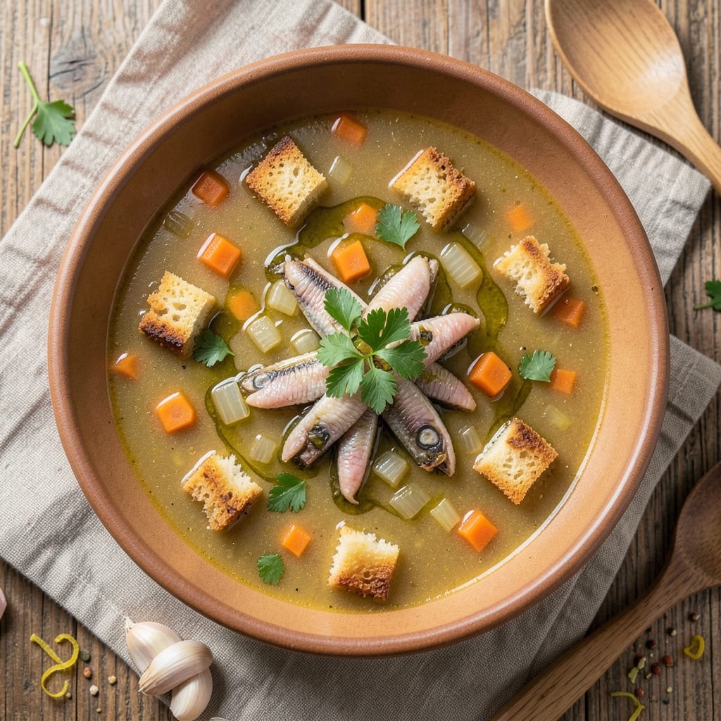 Anchovy Soup Recipe: Umami Bomb With Crispy Garlic Topping