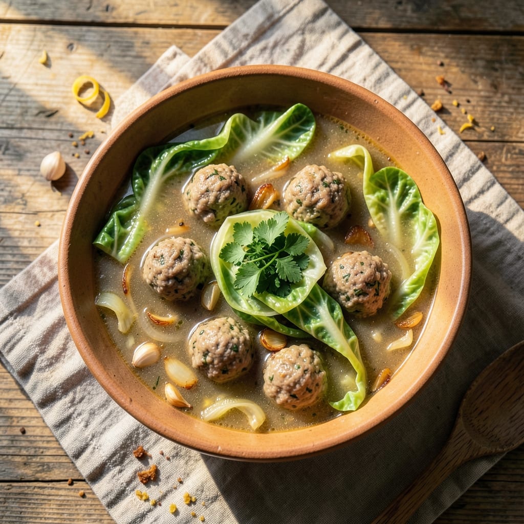 Albondigas Soup Recipe with Cabbage: Spiced Meatballs and Cabbage in Tomato-Basil Broth